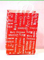 Dollhouse Miniature Merry Christmas Shopping Bag - Red